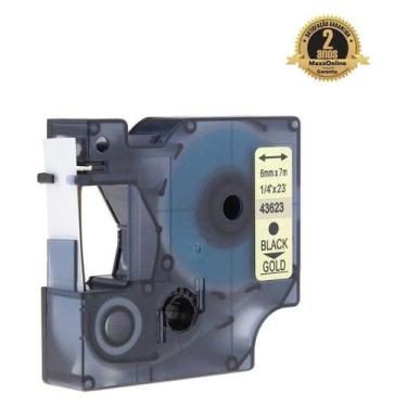 Imagem de Fita Compatível Dymo D1 43623 Dourada Letra Preta 6mm - Genérica Dymo