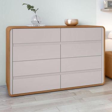 Imagem de Cômoda 8 Gavetas 152x48x96cm Loop Amêndoa Clean/Off White - Móveis Lop
