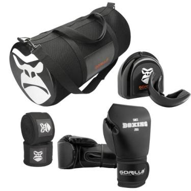 Imagem de Kit Luva de Boxe 12OZ Profissional Gorilla, Bandagem elástica 3MT, Pro