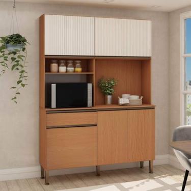 Imagem de Armário de Cozinha Completo Compacto Marina 1,40m 100% MDF 0341F Genia