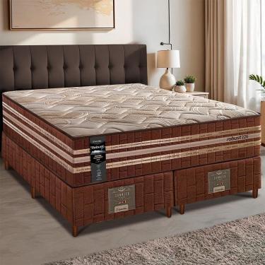 Imagem de Cama Box Queen Colchão + Box 158x198x76 com Espuma Látex Robust Gel 220 Caramelo Cama inBox