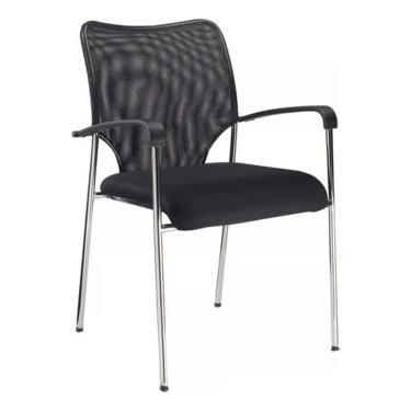 Imagem de Cadeira De Escritório Sala Espera Recepção Cromada Tela Mesh