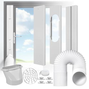 Imagem de cocobeen Kit de janela de ar condicionado portátil – Kit de ventilação CA com vedação de janela universal ajustável com mangueira de escape de 15 cm para janelas deslizantes verticais/horizontais (3
