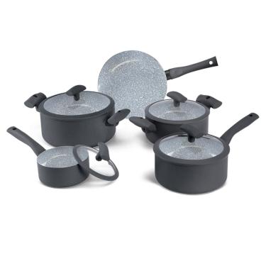 Imagem de Jogo De Panelas Hercules Revestimento  Ceramico Indução 5 Peças Cinza