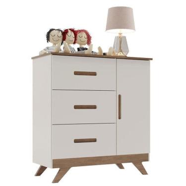 Imagem de Cômoda Infantil Retro Maya Off White Carvalho – Canaã