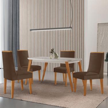 Imagem de Mesa de Jantar Copper 120cm Tampo Canto MDF Vidro com 4 Cadeiras Lisboa Moderna Mobília