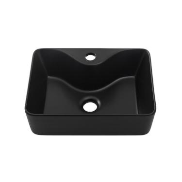 Imagem de Cuba de Apoio Slim Retangular Sem Válvula para Banheiro Louça Cerâmica 40x30cm Cornalina Pingoo.casa - Preto Fosco