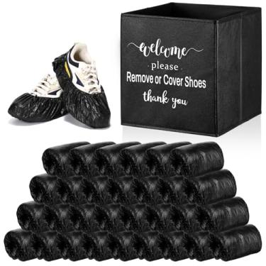 Imagem de Unittype 300 peças de capas de sapato descartáveis à prova d'água com 1 caixa de armazenamento dobrável para ambientes internos bem-vindos, remova ou cubra a placa de sapatos para suprimentos abertos