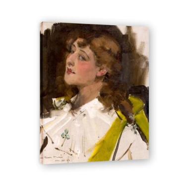 Imagem de Esther Mclaren John Lavery Impressão em tela realista de retrato e cena de guerra – Arte irlandesa clássica para decoração de casa 30 x 39 cm emoldurada