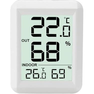 Imagem de Medidor De Temperatura E Umidade Interna E Externa Tabela De Temperatura Ambiente Com Display Digital Seco E úmido Doméstico