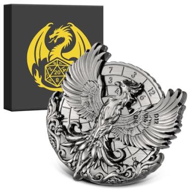 Imagem de Spinner DND Dice Set, 7-in-1 Fingertip Gyro Metallic DND Dice, DND Starter Set, Phoenix Dice Spinner for DND Dice Set, D&D Gifts with Gift Box, Role Playing Game Board Game Accessories, Dark Silver