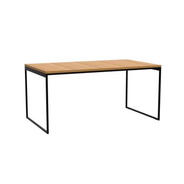 Imagem de Mesa de Jantar Retangular Industrial Stanford Carvalho e Preta 160 cm