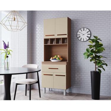 Imagem de Paneleiro Vitória com Adega 4 Portas 1 Gaveta  - Savana/Off White Móblis 