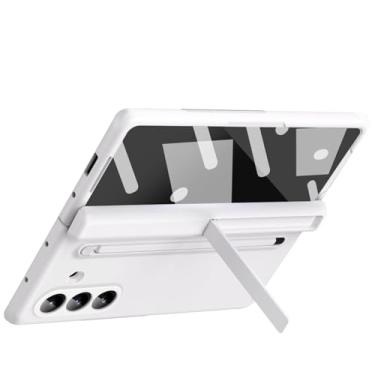 Imagem de LTLMYDAM Capa elegante para Samsung Galaxy Z Fold 7, capa fina protetora de tela multifuncional com suporte para caneta com suporte de dobradiça tudo incluído, branca, dobra 7