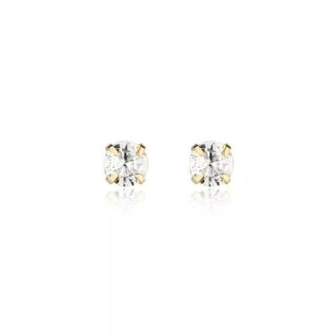 Imagem de Genérico, BRINCO PONTO DE LUZ 4 MM BANHO RÓDIO Cor:Ouro 18k;Cor da pedra:Cristal