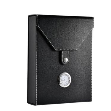 Imagem de ZzleoyuUUs-12 Caixa de charutos mini caixa portátil de madeira para charutos caixa de armazenamento de recipiente de couro preta para caixa de charutos portátil 8/10