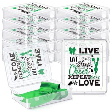 Imagem de DoubleFill 12 peças caixa grande com laço de torcida caixa de presente de equipe de torcida caixas de plástico a granel para líderes de torcida acessórios de cabelo organizador de laços de torcida