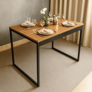 Imagem de Mesa de Jantar MDF e Aço Estilo Industrial 100x60cm Ideal para Apartamento Sala de Estar ou Cozinha Moderna - Somente a Mesa