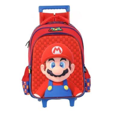 Imagem de Mochila Escolar Infantil Com Rodinhas Super Mario Ic41402mo Azul - Maxlog