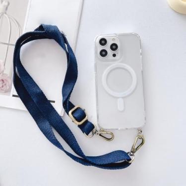 Imagem de Capa com alça magnética para Xiaomi 14T 14T 13T, Redmi Note 13 Pro POCO X6 M6 Pro, à prova de choque, com cordão transversal, transparente, azul, para Mi 14 Pro