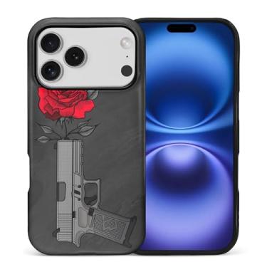 Imagem de yicomon Capa compatível com PT 17 P, estampa de rosa na arma, capa de telefone fosca, durável, moderna, engraçada, capa protetora macia antiarranhões à prova de choque