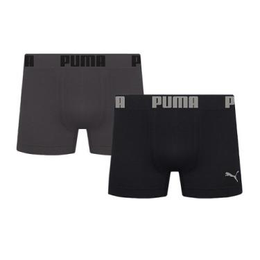Imagem de Kit 2 Cuecas Boxer Puma Sem Costura Masculino, Preto, Cinza, GG