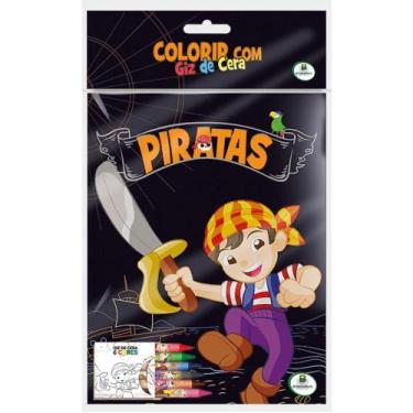 Imagem de Livro - Colorir com Giz de Cera: Piratas
