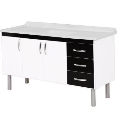 Imagem de Armário Tóquio 144,2cm Branco com Preto - 539415 - A.J.RORATO