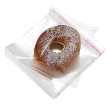 Imagem de Pacote com 200 sacos de plástico de celofane autoseláveis de 15,2 cm x 12,7 cm de espessura, transparentes, seláveis, autoseláveis, sacos de plástico para violoncelo, para embalagem, padaria, doces