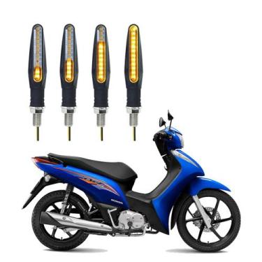 Imagem de KIT 4 Setas Sequenciais Modelo P25B Slim / Palito Para Moto BIZ 125 ES