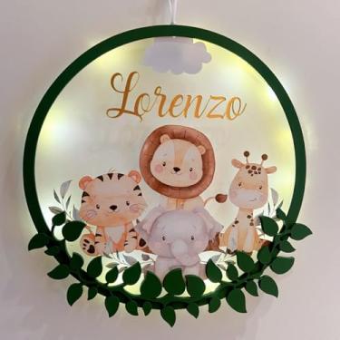 Imagem de Porta Maternidade Balão Safari 1 Acrílico e Espelho Led