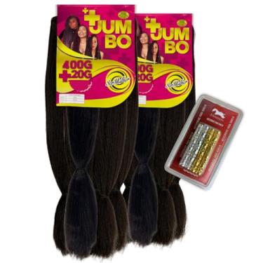 Imagem de Combo 2 Jumbos Ser Mulher – Cabelo para Tranças Box Braids 420g 65cm | Maior Volume + Kit de Anéis para Tranças Donna's – Acessórios de Cabelo