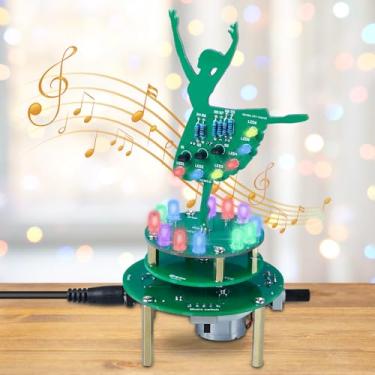 Imagem de MiOYOOW Kit De Solda Para Caixa Música Giratória Bailarina Mioyoow, Projeto Com Led Rgb E 3 Músicas, Haste Aprendizagem Eletrônica Prática Enfeite Mesa