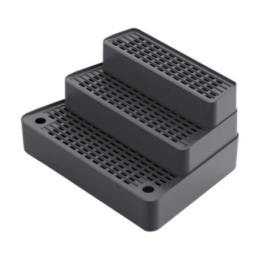 Imagem de Gralara Rampa para Caixa de Areia Automática para Gatos, Escada para Areia de Gato, Almofada Lavável, Removível com Estribo, 3 Degraus para Gatos Pequenos em, Cinza Escuro