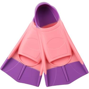 Imagem de Prsca Barbatanas de natação infantis, nadadeiras curtas de natação juvenil, barbatanas de treinamento de silicone macio para crianças, meninas, meninos, iniciantes