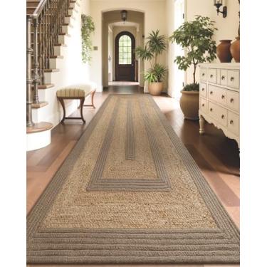 Imagem de LUMI Tapete de juta antiderrapante para corredor, tapete rústico natural de 8 x 30 cm, sem queda, tapete de área trançado para casa de fazenda, interior de alto tráfego para sala de estar, entrada