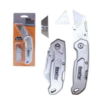 Imagem de Estilete Dobrável 6" Pol 5 Lâminas Estilo Canivete Bestfer