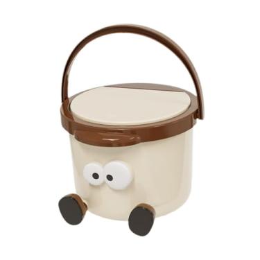 Imagem de ＫＬＫＣＭＳ Lixeira pequena, cesto de lixo, recipiente de lixo, balde, balcão, lixeira compacta de mesa com tampa tipo prensa para banheiro e cozinha