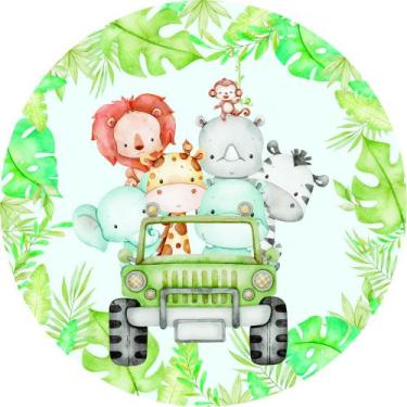 Imagem de Painel de Lona Redondo Safari Baby Animais Selva - Fabrika De Festa, 1