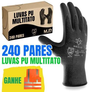 Imagem de Luva PU + Brinde Colete Multitato Preta Tatil Antiestastico Eletricist