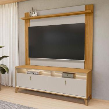 Imagem de Rack com Painel para Tv 55 Polegadas com Led Pés em Madeira Maciça Dub