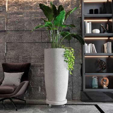 Imagem de Kit Vaso Cone Riscatto Grande com Suporte de Rodinhas Gel (Calcário (Bege))