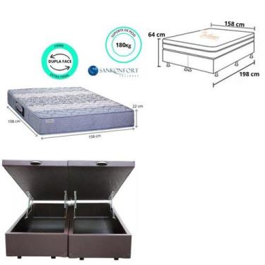 Imagem de Colchão Queen Protege Sanko Espuma Ortopédica Resistente + Cama Box Ba