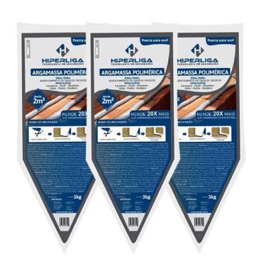 Imagem de Kit 3 Argamassa Polimérica Hiper Liga 3Kg Blocos E Tijolos