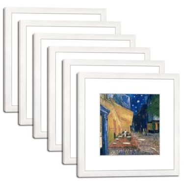 Imagem de DEKWINN, Conjunto de 6 molduras de 30 x 30 cm com capa de acrílico HD para fotos 20 x 20 com tapete ou 30 x 30 sem tapete, molduras brancas para galeria de parede
