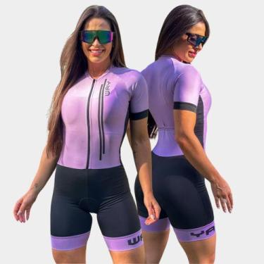 Imagem de Macaquinho de Ciclismo Way Air Pro Lilás Claro Manga Curta Forro Gel P