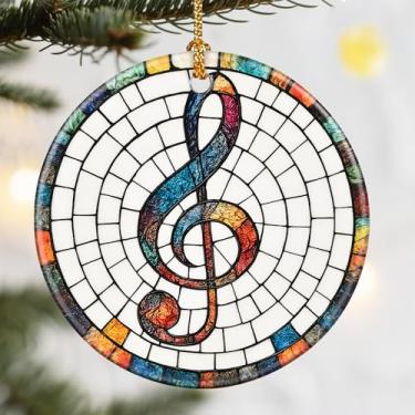 Imagem de Enfeites de Natal, enfeite musical de cerâmica Dodosky de 7 cm, decoração de Natal, enfeites de árvore de Natal, decorações de Natal para árvore, enfeite de feriado, presente de músico, presentes de