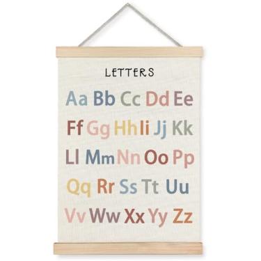 Imagem de Yomisex Decoração de parede de sala de aula, pôster educacional de arte de parede do alfabeto, pôster ABC do alfabeto, decoração de parede para quarto de crianças pequenas, sala de jogos, sala de aula