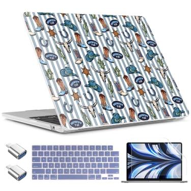 Imagem de TWOLSKOO Compatível com capa M4/M3/M2 MacBook Air 13,5 polegadas 2025 2024 versão 2022 modelo A3240 A3113 A2681, capa rígida de plástico, capa de teclado, adaptador tipo C, protetor de tela, listras