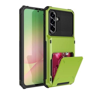 Imagem de SORAKA Capa para Samsung Galaxy A56 5G com suporte para cartão PC TPU 2 em 1 capa bumper de camada dupla à prova de choque pode conter 5 cartões verdes